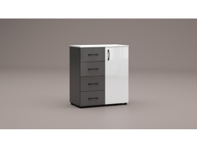 Συρταριέρα Apolo 5 (ανθρακίτη στιλπνό /λευκό στιλπνό)